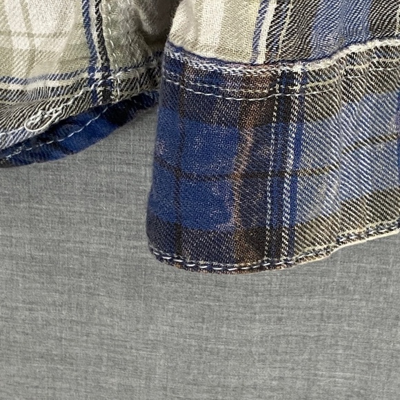 Rumors Plaid Button Up Shirt 100% Cotton Sz XL Faded Distressing - Picture 5 of 9